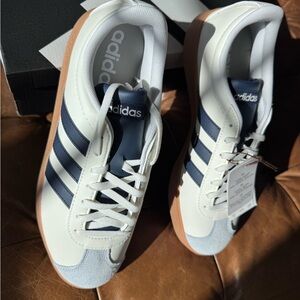 Adidas Men's White and Navy Sneakers